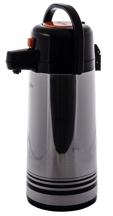 Update International NPD-19-OR/SF Brushed Stainless Steel Airpot with Orange Button-Top, 1.9-Liter, Set of 2