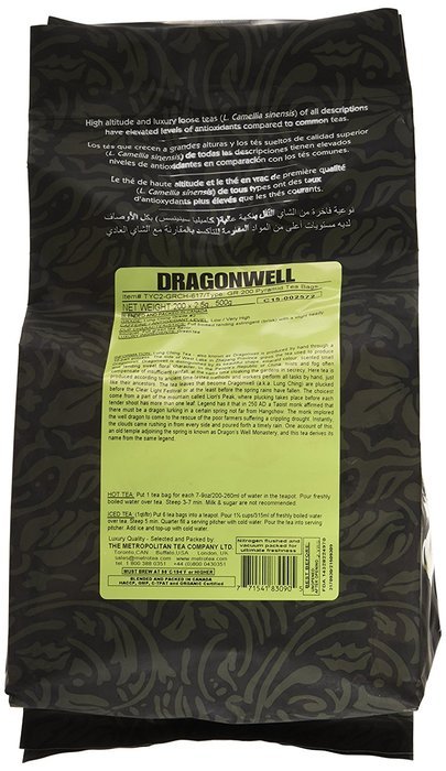 Metropolitan Tea 200 Count Pyramid Shaped Teabags, Dragon Well