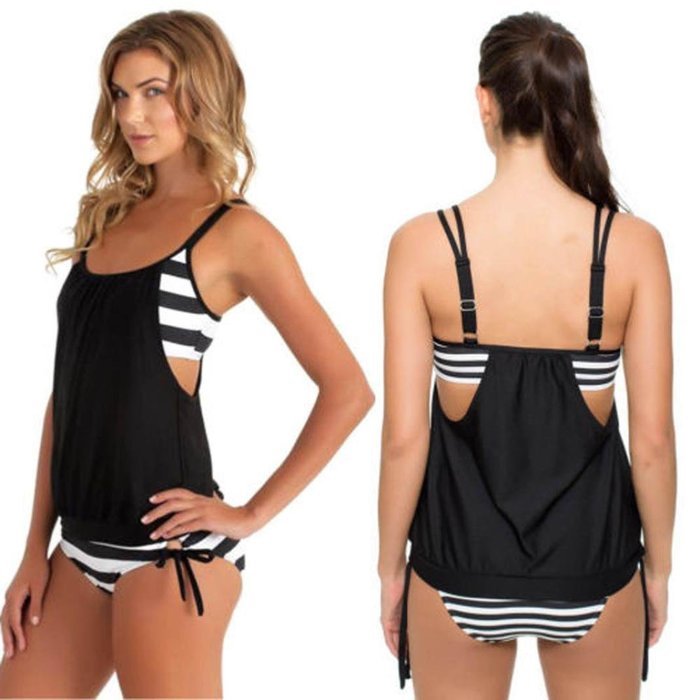 HOT Sale!MOKINGTOP,Canserin Women Striped Splicing Spaghetti Strap Swimwear N27