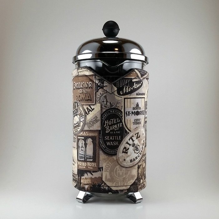 Vintage Hotel Sign Theme, French Press Cozy, 8 cup, Insulated Cafetiere Cosy