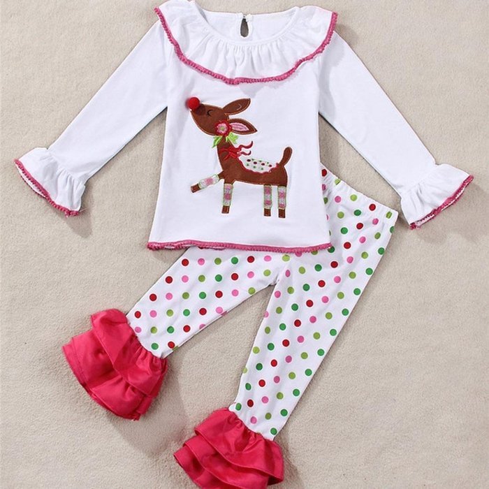 Christmas Clothes Set ,BeautyVan 1Set Kids Toddler Girls Christmas Deer T-shirt Tops+Pants Outfits Clothes (6T...