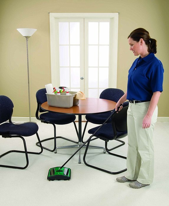 BISSELL BigGreen Commercial BG21 Sweeper with 2 Rows of Rubber Rotors, 7-1/2" Cleaning Path, Green N3