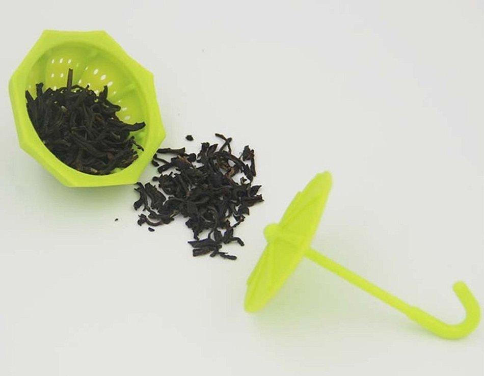 Umbrella Tea Leaf Strainer Herbal Spice Infuser Filter Diffuser Kitchen Tool 3 Colors to Choose (Red) N3