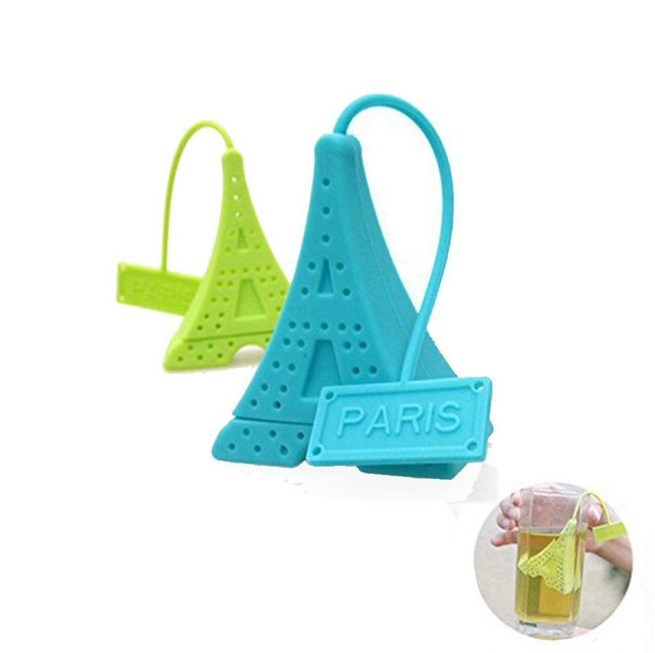 Bluestar Silicone Tea Infuser Filter Steeper for Loose Tea,Novelty Mini Eiffel Tower Pattern Tea Strainers, 2...