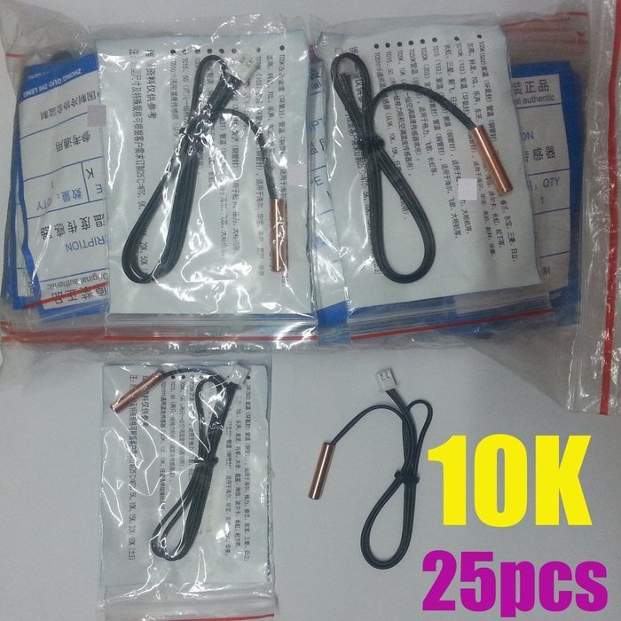 25Pcs 10K Generic Replacement Window Wall Mount Portable Air Conditioner Parts Pipe Temperature Sensor Tube Temperature... N2