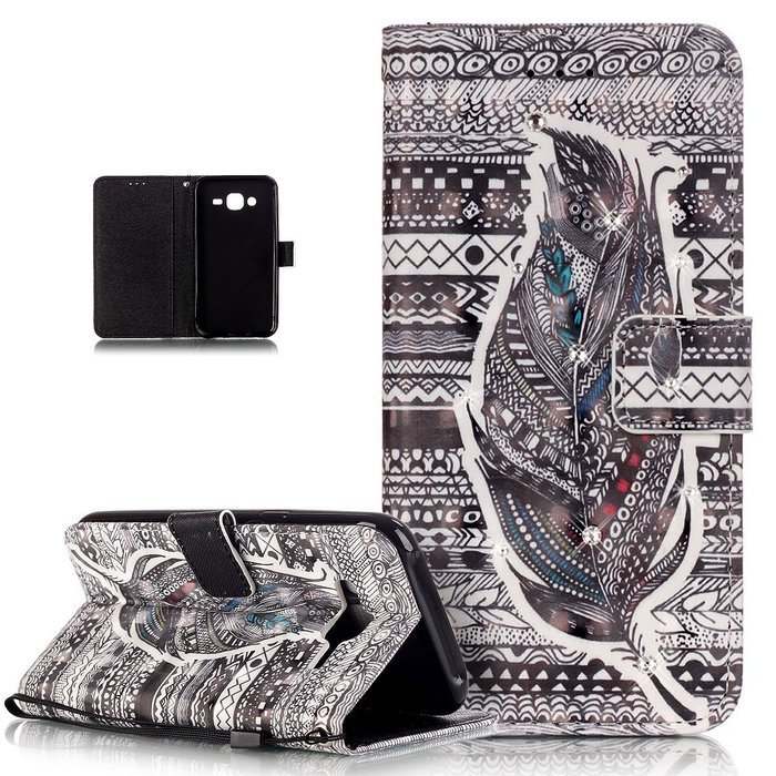 Galaxy J5 Case,ikasus Shiny Glitter Diamond Colorful Painted PU Leather Flip Wallet Pouch Stand Credit Card ID... N9