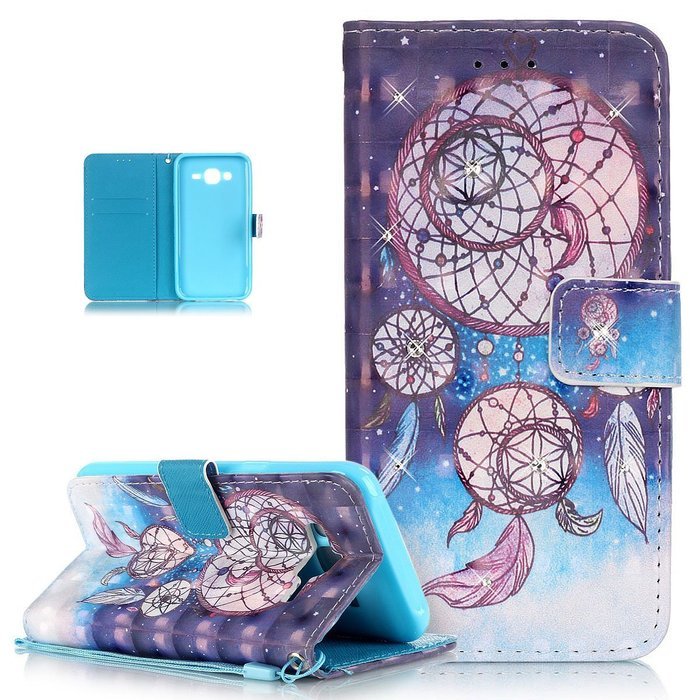Galaxy J5 Case,ikasus Shiny Glitter Diamond Colorful Painted PU Leather Flip Wallet Pouch Stand Credit Card ID... N14