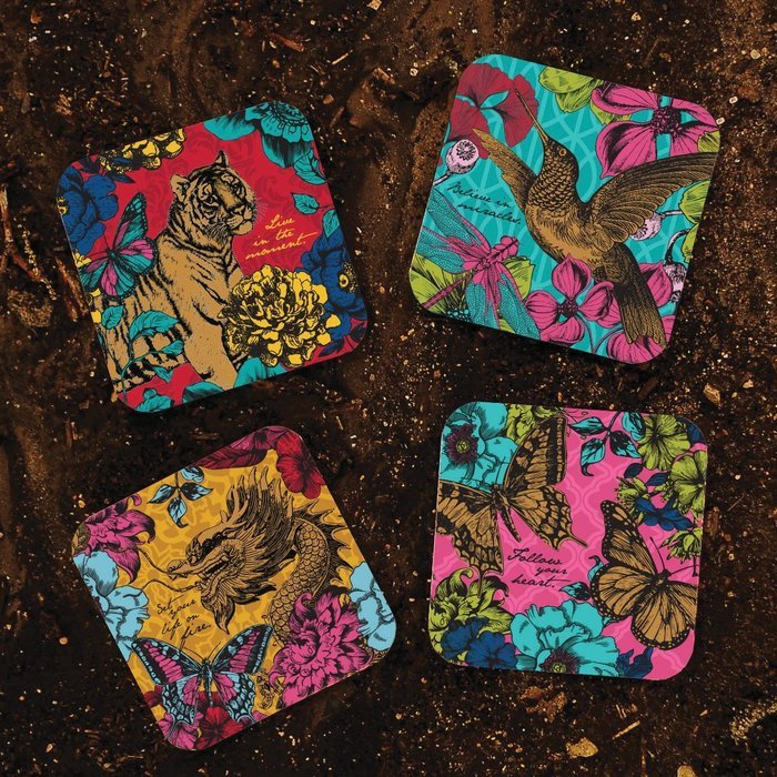 Karma, by Stephen Joseph Elements Coaster Set, Multicolor
