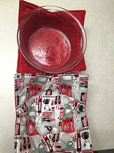 Barbecue BBQ - handmade, Hot Cold Bowl Cozy,Microwave Bowl Cozie,Fabric Trivet,Hot pad,Pot Holder,Cotton Fabric...