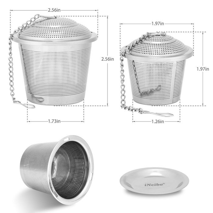 iNeibo Premium Stainless Steel Infuser Filter Strainer for Single Cup or Mug of Loose Leaf Tea, Set of 2 (2-pack)