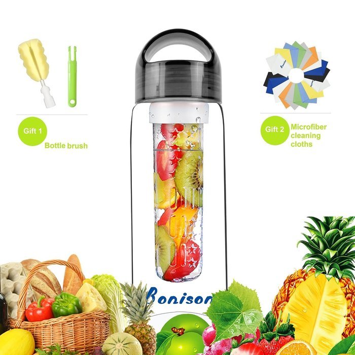 Blue 23 OZ Sporty Tritan Fruit Infuser Water Bottle,for home,hike,camp,sport,office,school, Leak Proof,With Handle...