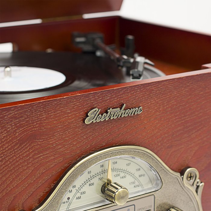 Electrohome Wellington Record Player Retro Vinyl Turntable Real Wood Stereo System, AM/FM Radio, CD, USB for MP3... N4