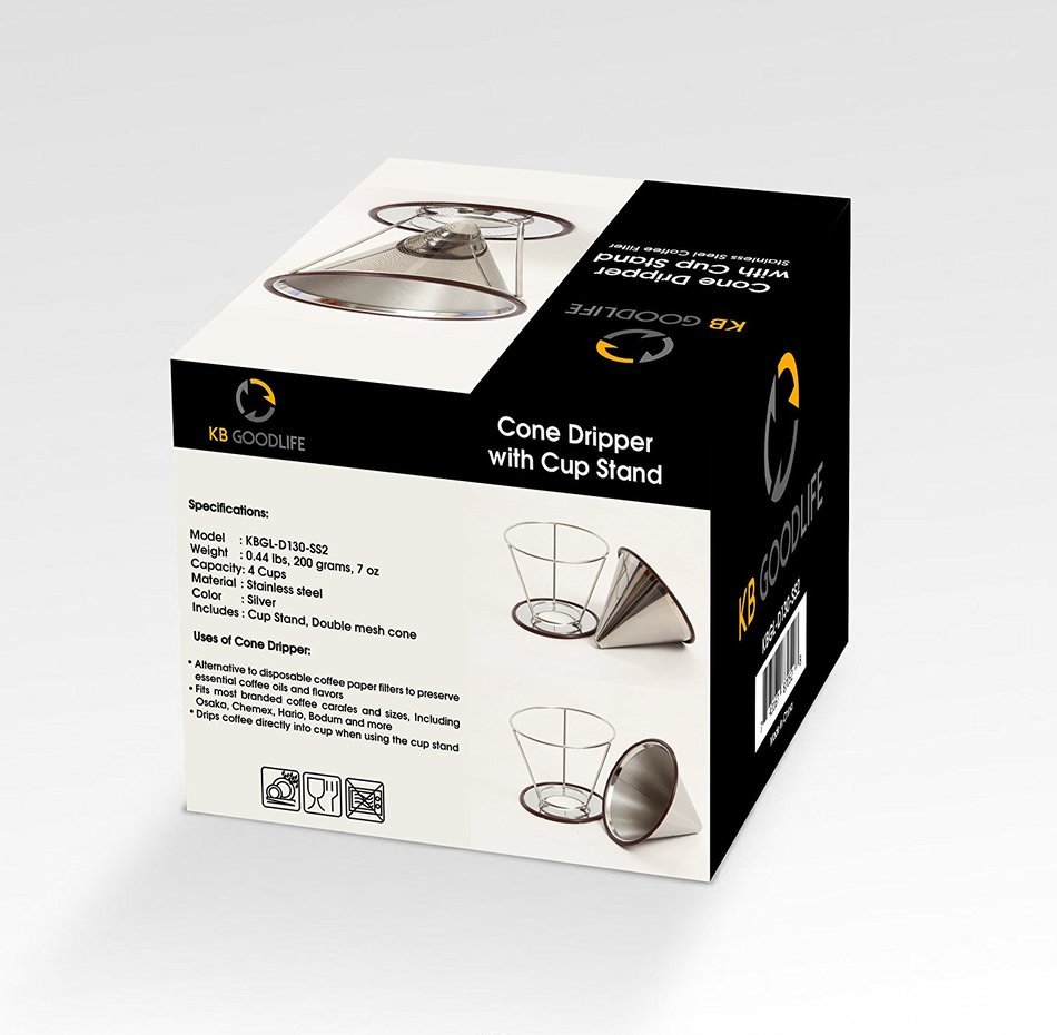 Premium Coffee Cone Dripper By KB Goodlife - Stainless Steel Reusable Pour Over Coffee Filter - Designed For Osaka... N2