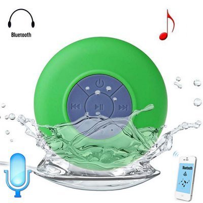 Waterproof Wireless Bluetooth Handsfree Mic Suction Mini Speaker Shower Car (Green) N2