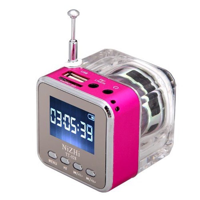 iwish TT028 Mini Digital Portable Music MP3/4 Player Micro SD/TF USB Disk Speaker FM Radio (Rose) N2