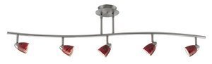 Cal Lighting SL-954-5-BSBRED Track Lighting with Blood Red Shades, Brushed Steel Finish by Cal