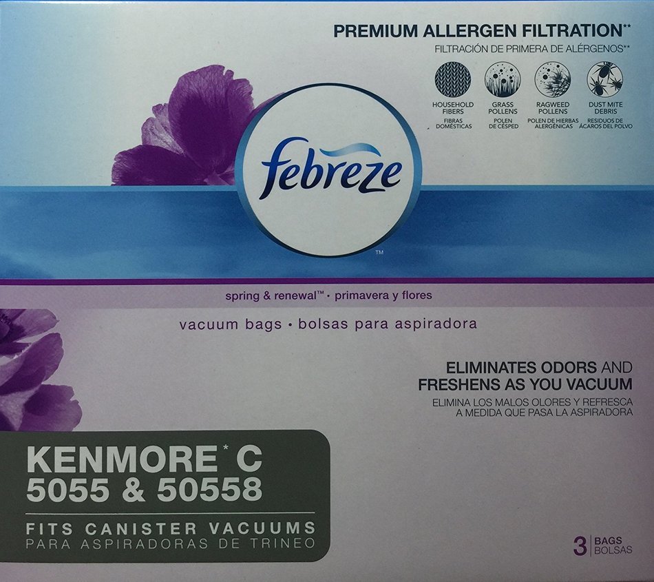 Febreze Odor Eliminating Vacuum Bags, Kenmore C 5055 & 50558, Pack of 3