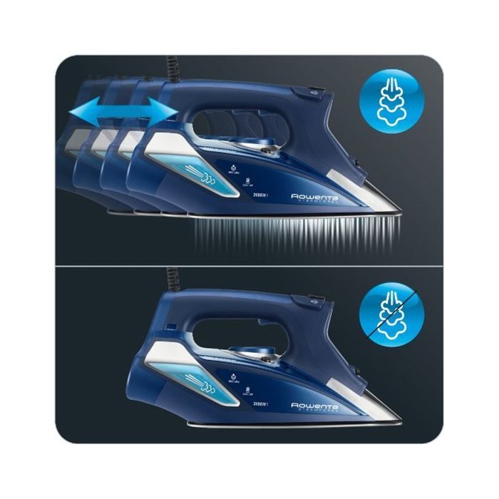 Temperature Control System, Steam Focus Iron, with 400-Hole Stainless Steel Soleplate, Blue N2
