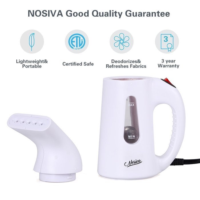NOSIVA Portable Handheld Fabric Steamer (138 ml), White N3