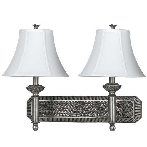 Cal Lighting LA-60001W2L-2 Wall Sconce with White Fabric Shades, Antique Gold Finish by Cal