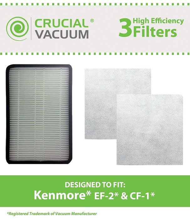 Kenmore EF2 Exhaust Filter & 2 CF1 Filters, Compare to Part # 86880, 40320, MC-V194H & 86883, Designed & Engineered...