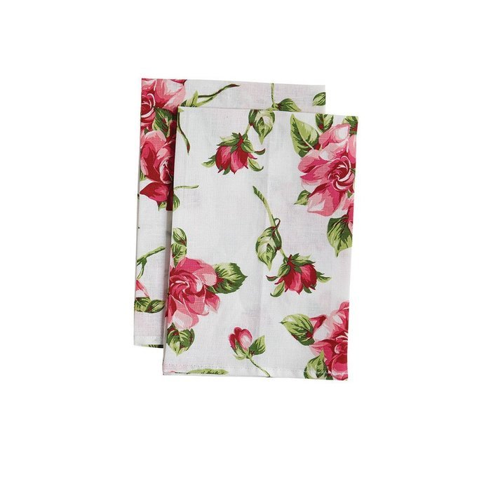 Jessie Steele Pink Magnolias Cloth Napkins, White