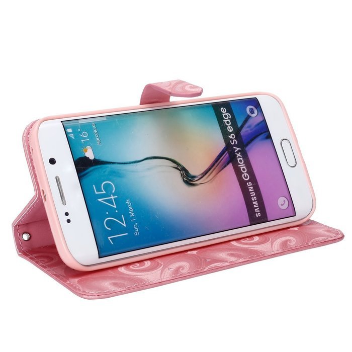 Galaxy S6 Edge Wallet Case, PHEZEN Bling Liquid Glitter Love Heart Floating 3D Hourglass Luxury Pu Leather Magnet... N34