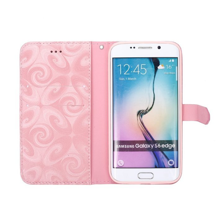 Galaxy S6 Edge Wallet Case, PHEZEN Bling Liquid Glitter Love Heart Floating 3D Hourglass Luxury Pu Leather Magnet... N35