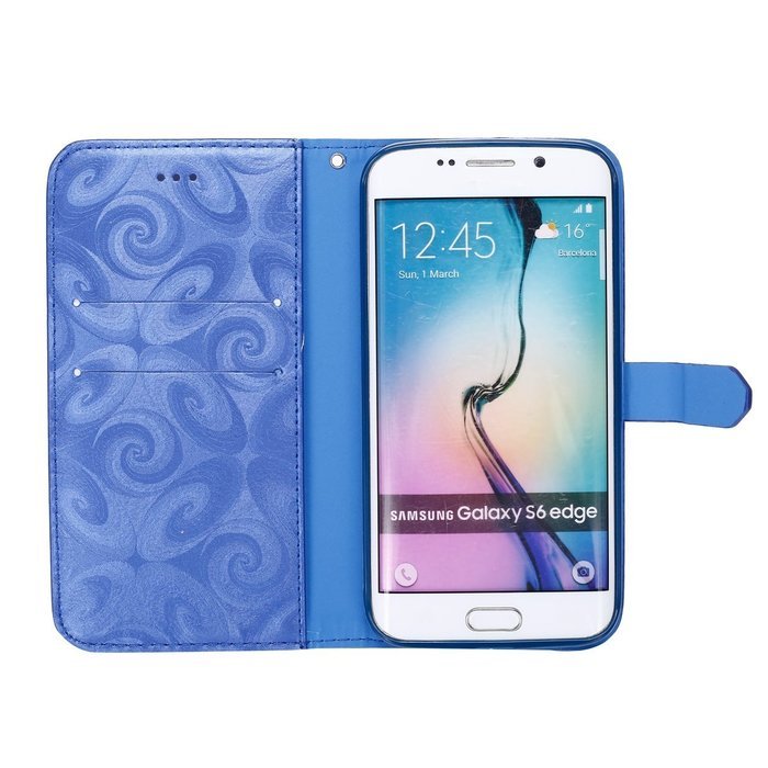 Galaxy S6 Edge Wallet Case, PHEZEN Bling Liquid Glitter Love Heart Floating 3D Hourglass Luxury Pu Leather Magnet... N39