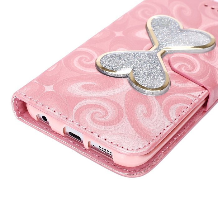 Galaxy S6 Edge Wallet Case, PHEZEN Bling Liquid Glitter Love Heart Floating 3D Hourglass Luxury Pu Leather Magnet... N50