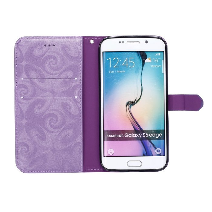 Galaxy S6 Edge Wallet Case, PHEZEN Bling Liquid Glitter Love Heart Floating 3D Hourglass Luxury Pu Leather Magnet... N51