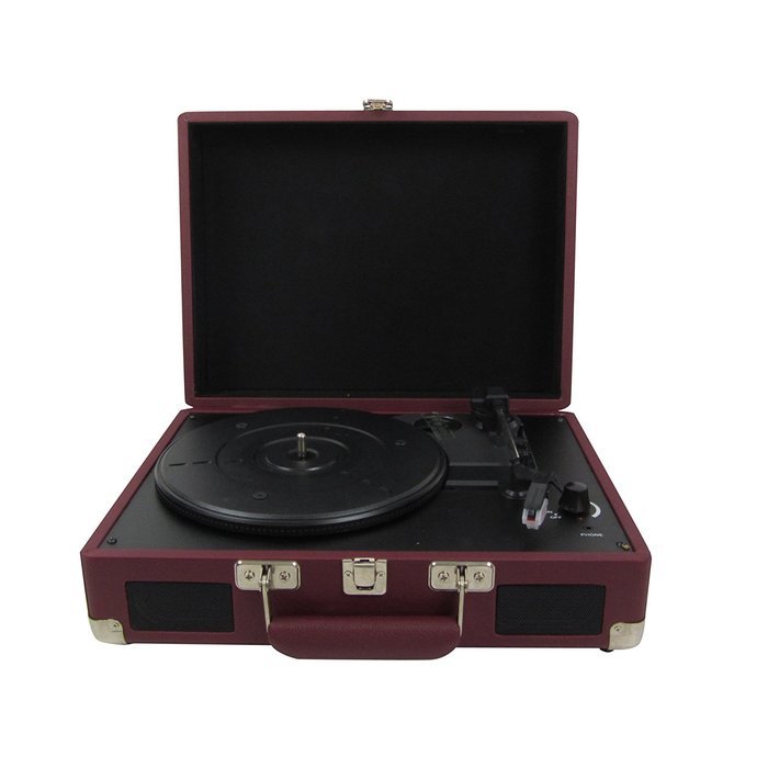 Keni Portable Turntable Suitcase Player Red, Supports RCA Output / Headphone Jack / MP3 / Mobile Phones Music... N3