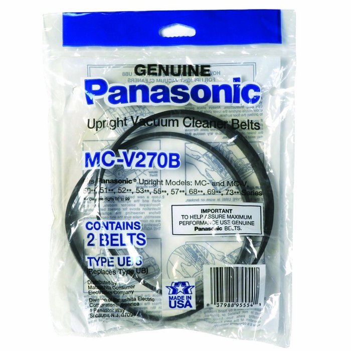 Panasonic MC-V270B Type UB-8 Replacement Upright Vacuum Cleaner Belt, 2-Pack N2