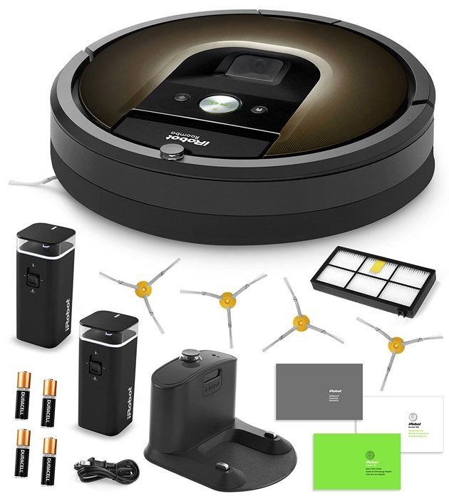 iRobot Roomba 980 Vacuum Cleaning Robot + 2 Dual Mode Virtual Wall Barriers (With Batteries) + Extra Side Brush... N4
