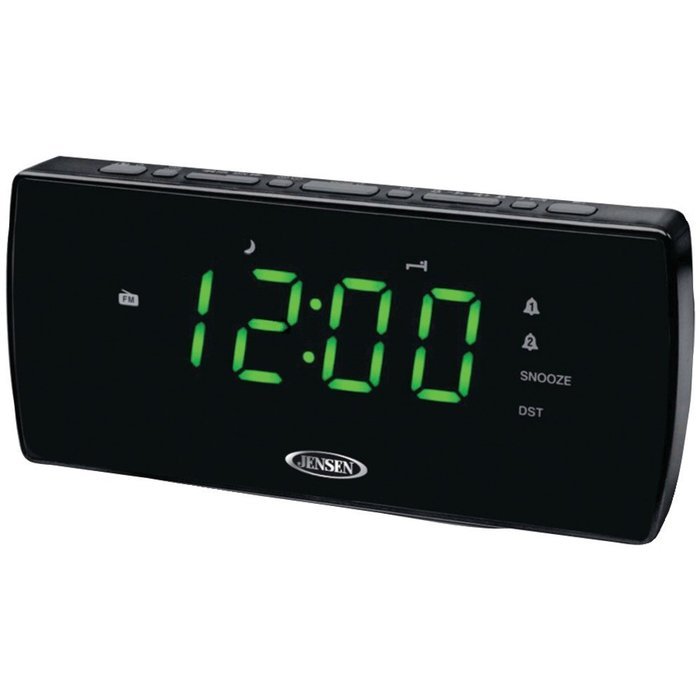 1 - AM/FM Dual Alarm Clock Radio, 1.2" green LED display, Aux input, JCR-230