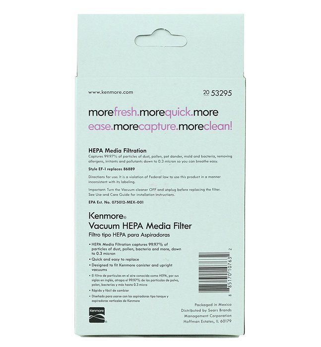Kenmore (OEM) EF-1 Replacement HEPA Vacuum Media Filter, 52395 N2