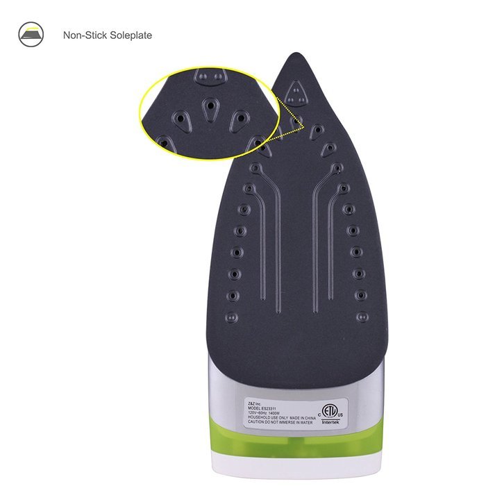 ZZ ES23311 Advantage Steam Iron Motion-Activated 1400-Watt Auto-Off, White/Green N5