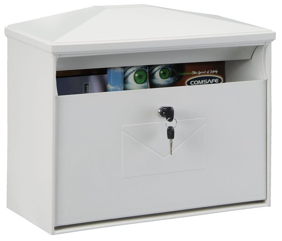 Rottner 4575 Toronto Large Capacity Front Loading Weatherproof Plastic Mailbox - White