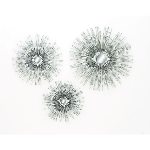 Benzara 56884 Spectacular Iron Wall Decor with Mirror44; Set of 3