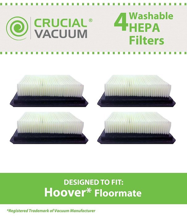 4 Hoover Floormate Washable Reusable HEPA Filter, Compare To Hoover Vacuum Floor Mate Filter Part # 40112050 FH40010B...