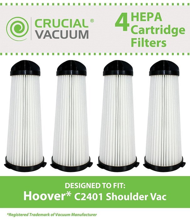 4 Hoover C2401 Washable HEPA Filters, Part # 2KE2110000 & 2-KE2110-000, Designed & Engineered by Crucial Vacuum