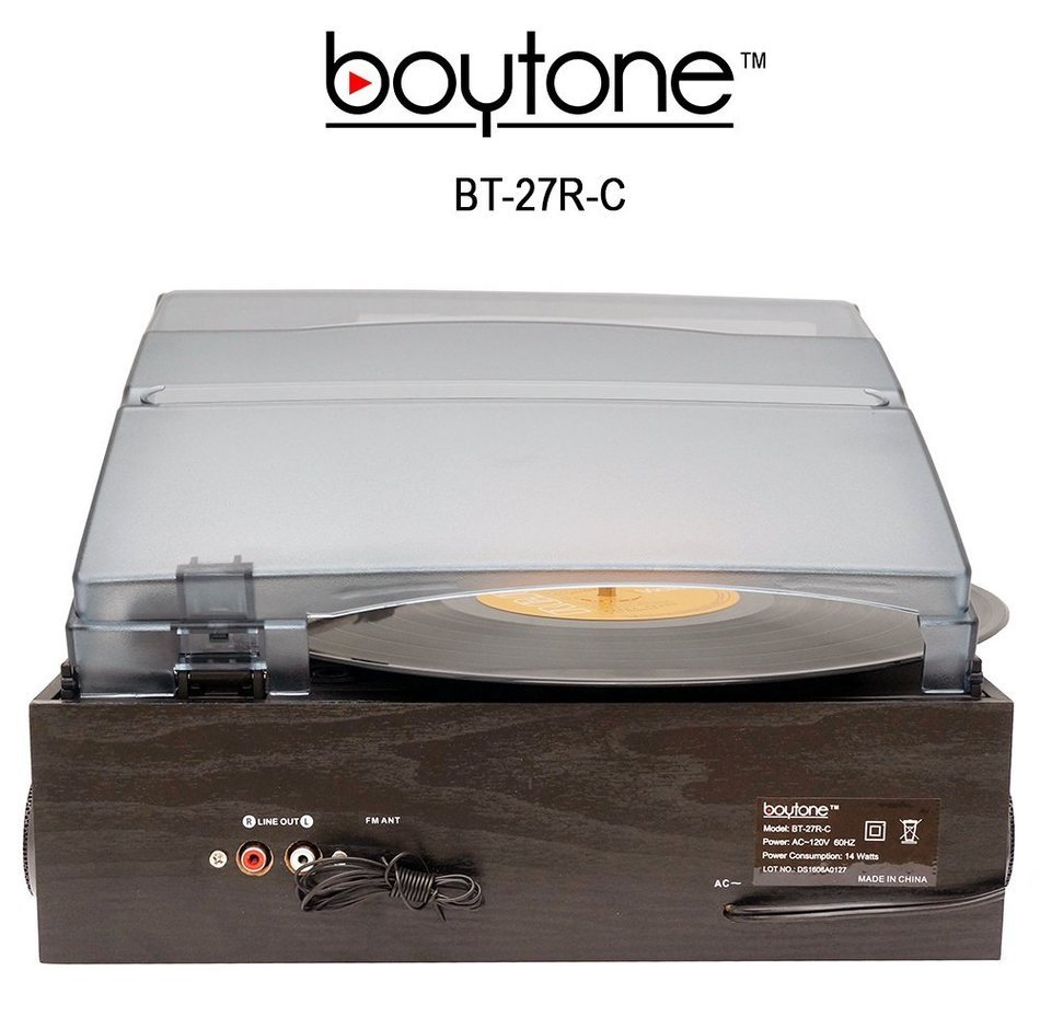 Boytone BT-27R-C Bluetooth connection 3-Speed Stereo Turntable, 2 built in Speakers Digital LCD Display AM/FM... N3