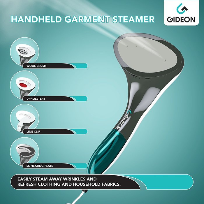Gideon Handheld Portable Fabric Steamer &ndash; Powerful Steamer with Fast Heat-up - Includes Four Convenient Attachments... N6