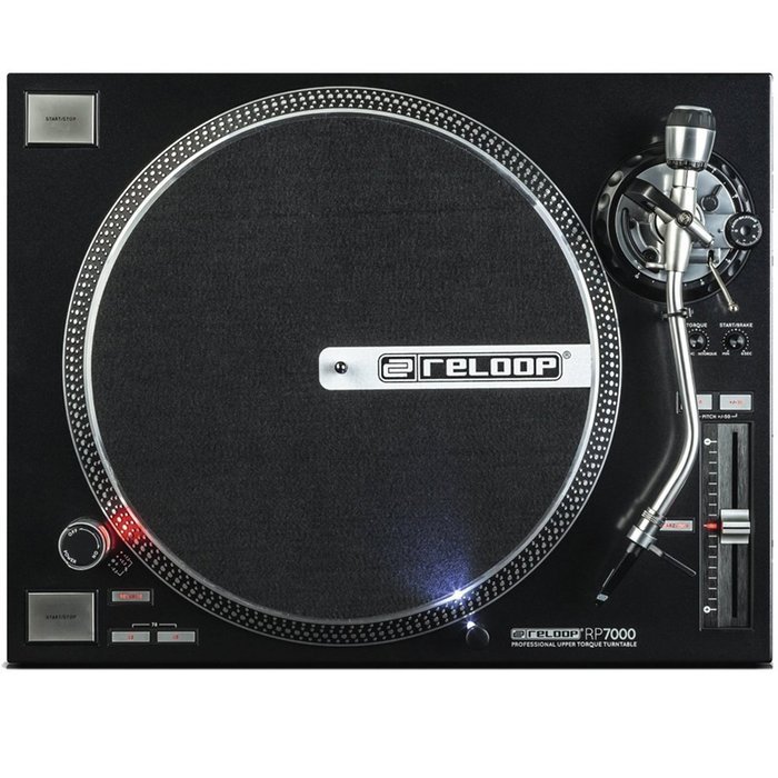 Reloop RP-7000 Quartz Driven DJ Turntable with Upper-Torque Direct Drive, Black with RCA D4+ Vinyl Record Cleaning... N2