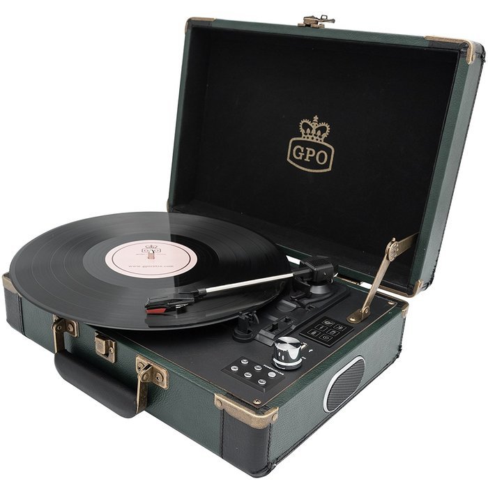GPO Ambassador Bluetooth Turntable with Rechargeable Battery, 3-Speed, Built-In Stereo Speakers and USB Stick... N7