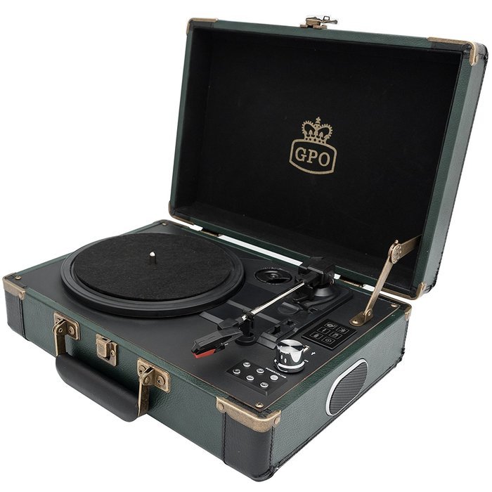 GPO Ambassador Bluetooth Turntable with Rechargeable Battery, 3-Speed, Built-In Stereo Speakers and USB Stick... N8
