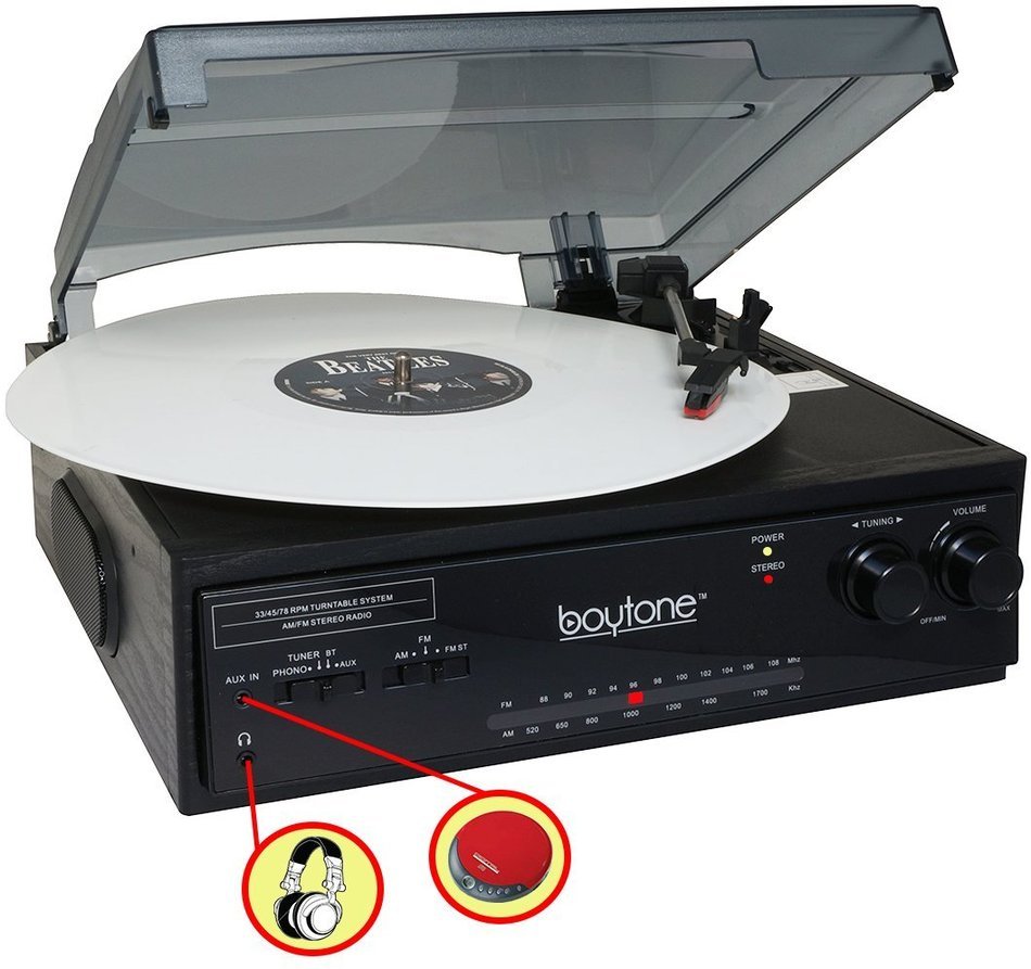Boytone BT-13B with Bluetooth Connection 3-Speed Stereo Turntable Belt Drive 33/45/78 RPM, 2 built in Speakers... N5