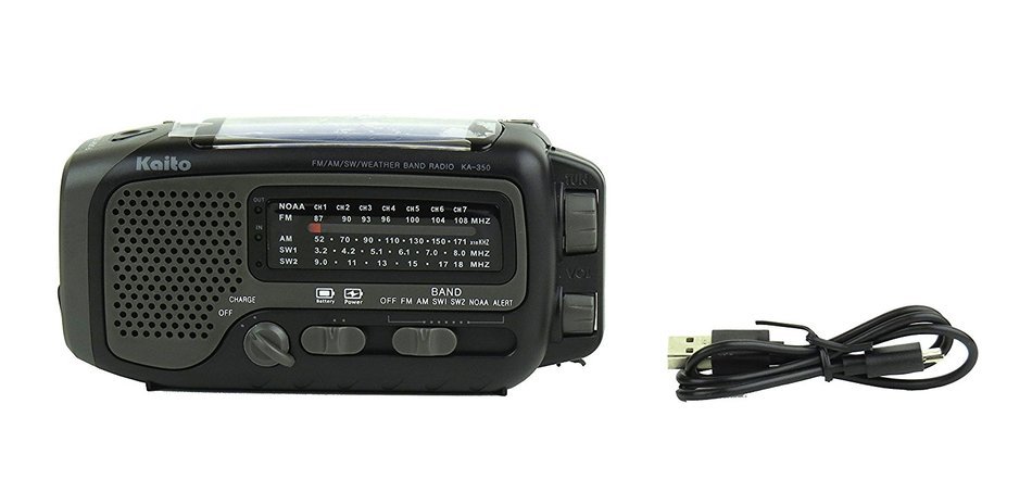 Kaito KA350GN Voyager Trek Solar/Crank AM/FM/SW NOAA Weather Radio with 5-LED Flashlight, Green N7