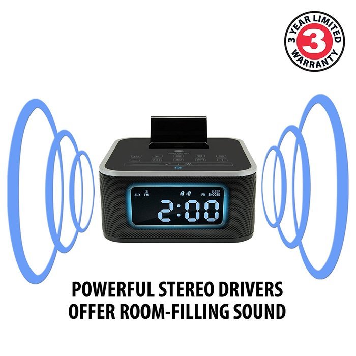 GOgroove Universal Bluetooth Clock Radio with NFC , Charging Stand , FM Radio and Dual Alarm - Works With Microsoft... N6