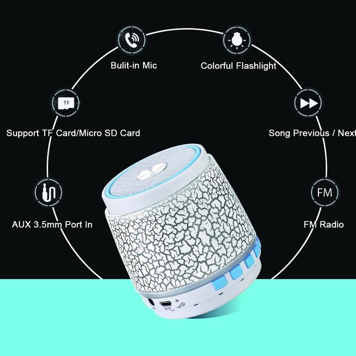 Bluetooth Speakers Vanten Mini Portable Stereo Glow in the Dark Sparkle Neon Flashlight LED with Built-in Mic... N11